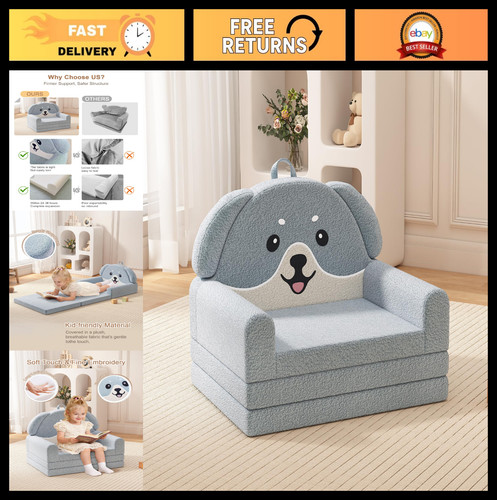 Kids couch sofa soft - 2-in-1,