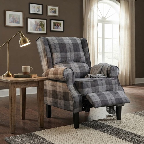 Elegant grey tartan recliner - tartan,